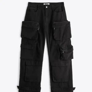 MENS BLACK TROUSER'S WITH UTILITY POCKETS BAGGY